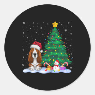 Bybet Hound Dog Xmas Tree Lights Reindeer Pet Chri Ronde Sticker