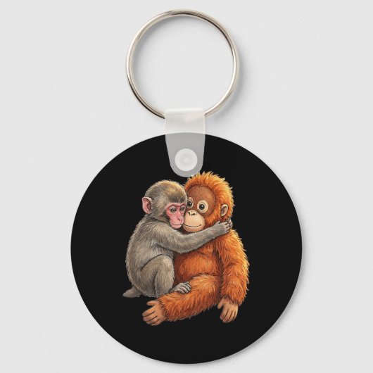 Byby Macaque Hugging Plush Cute Monkey Monkey Punc Sleutelhanger (Voorkant)