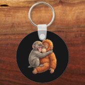 Byby Macaque Hugging Plush Cute Monkey Monkey Punc Sleutelhanger (Voorkant)