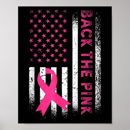 Byck het roze lint Amerikaanse vlag borstkanker A Poster (Voorkant)