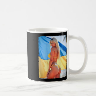 Byck Print T-shirt - Y Blond Meisje in Bikini en O Koffiemok