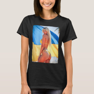 Byck Print T-shirt - Y Blonde Meisje in Bikini en