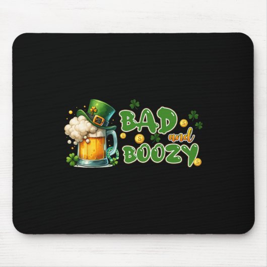 Byd en Boozy St Patricks Day Grappig Iers St Paddy Muismat (Voorkant)