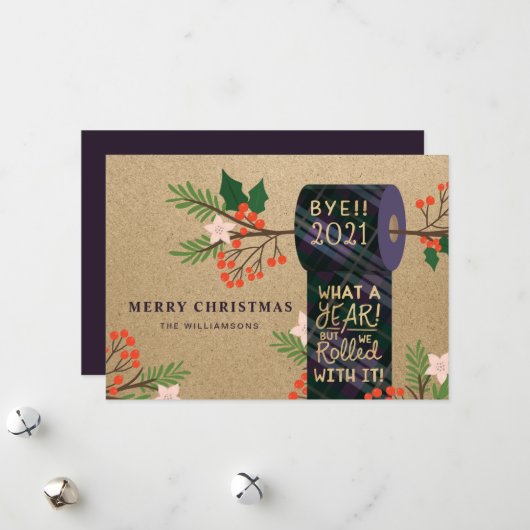 Bye 2020 we rolden met het geruite toiletpapier ro feestdagenkaart (Voorkant / Achterkant in situ)