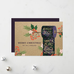 Bye 2020 we rolden met het geruite toiletpapier ro feestdagenkaart