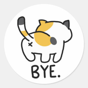 Bye - Funny cat Ronde Sticker