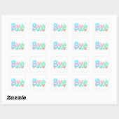 Bye Glossy Pastel Oceaan Tekst Vierkante Sticker (Vel)