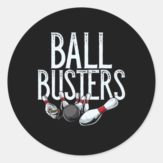Byll Busters Bowling Ronde Sticker (Voorkant)