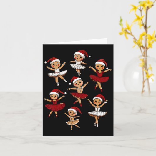 Byllet Danser Gingerbread Kerst Dans Leraar Kaart (Gele Bloem)