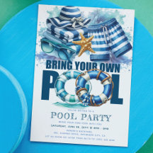 BYO Pool Zomerfeest Blauw Turquoise Waterverf