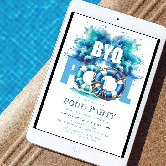 BYO Poolparty Blauw Turquoise Watersplash Kaart