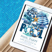 BYO Zwembad Zomerfeest Blauw Turquoise Waterverf Kaart