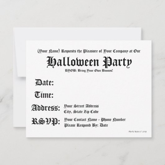 BYOB: Breng je eigen Boos-uitnodiging Kaart (Achterkant)