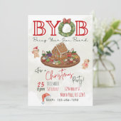 BYOB Charcuterie Board Christmas Party Invite Kaart (Staand voorkant)