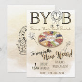 BYOB Charcuterie Board New Years Eve Party Invite Kaart (Voorkant / Achterkant)