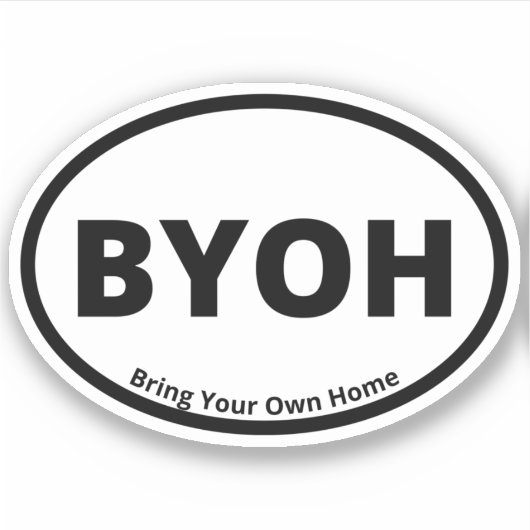 BYOH - Breng uw eigen home Oval Camping Design Sticker (Voorkant)
