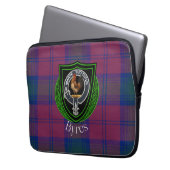 Byres Scottish Clan Tartan and Crest  Laptop Sleeve (Voorkant Links)