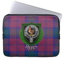 Byres Scottish Clan Tartan and Crest Laptop Sleeve
