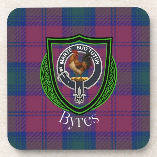 Byres Scottish Clan Tartan & Crest Bier Onderzetter (Voorkant)