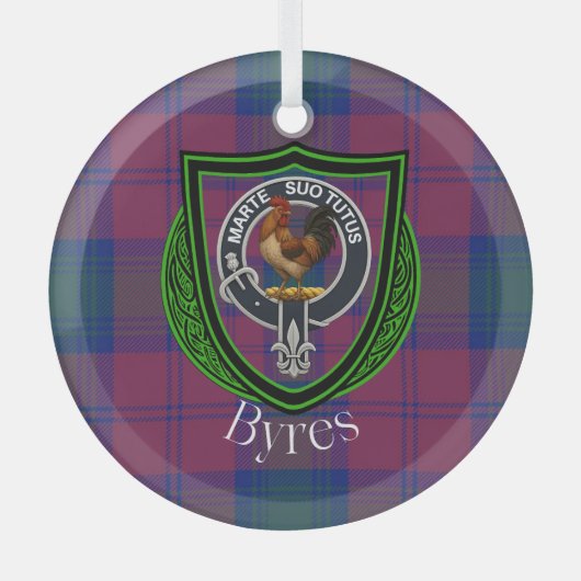 Byres Scottish Clan Tartan & Crest Glas Ornament (Voorkant)