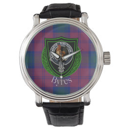 Byres Scottish Clan Tartan & Crest Horloge