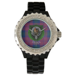 Byres Scottish Clan Tartan & Crest Horloge