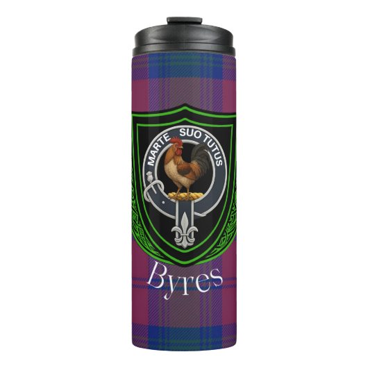Byres Scottish Clan Tartan & Crest Thermosbeker (Voorkant)