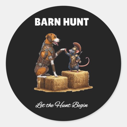 Byrn Hunt Lover - Schattigee Krijger Rat en Amerik Ronde Sticker (Voorkant)