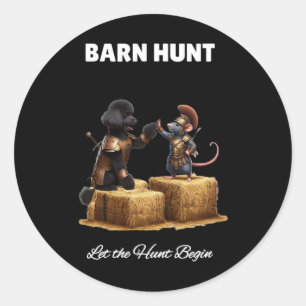 Byrn Hunt Lover - Schattigee krijgerrat en zwarte Ronde Sticker