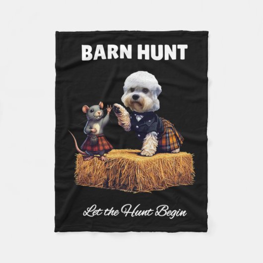 Byrn Hunt Lover - Schattigee Rat en Dandie Dinmont Fleece Deken (Voorkant)