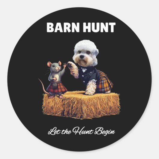Byrn Hunt Lover - Schattigee Rat en Dandie Dinmont Ronde Sticker (Voorkant)