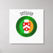 Byrne Crest & Celtic Knot op Shamrock Canvas Afdruk (Voorkant)