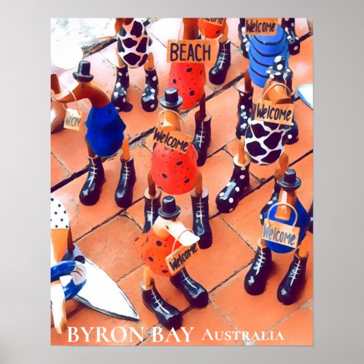 Byron Bay Australia quirky vintage Poster (Voorkant)