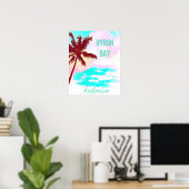 Byron Bay Australië hipster palm vintage Poster (Thuiskantoor)