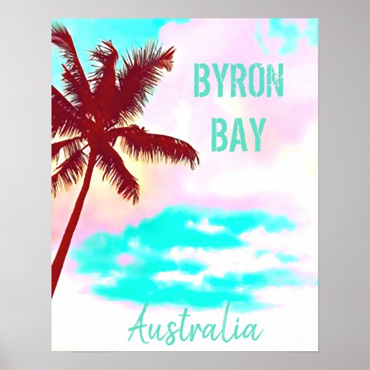 Byron Bay Australië hipster palm vintage Poster (Voorkant)