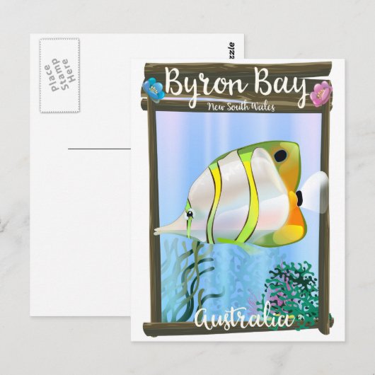 Byron Bay Australië reisposter. Briefkaart (Voorkant / Achterkant)