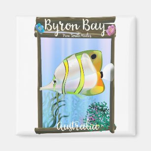 Byron Bay Australië reisposter. Magneet