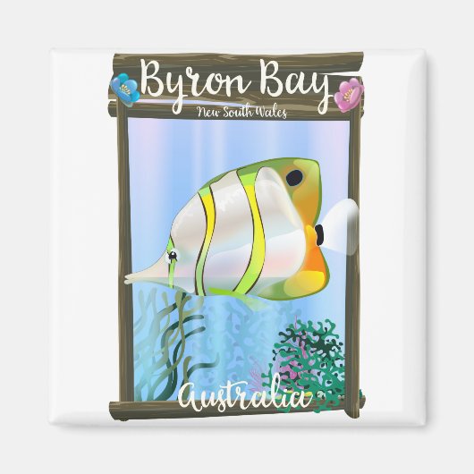 Byron Bay Australië reisposter. Magneet (Voorkant)