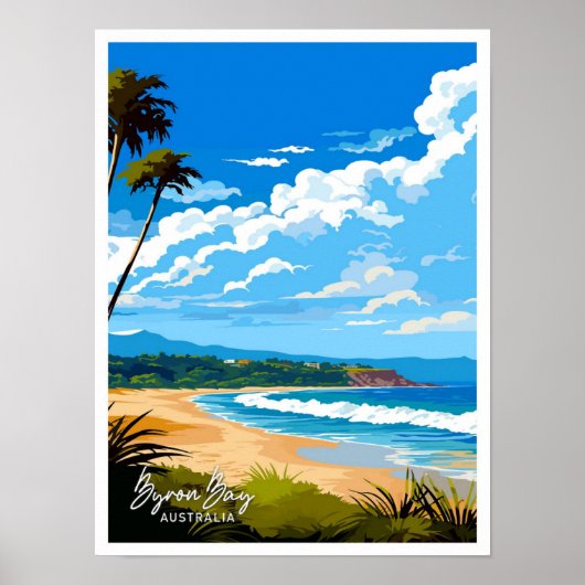 Byron Bay Australië Reizen Illustratie Poster (Voorkant)