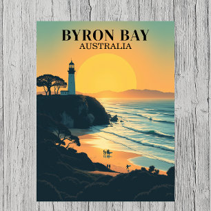 Byron Bay Australië Retro Reisvuurtoren Briefkaart