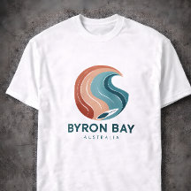 Byron Bay Australië Retro Wave Logo T-Shirt Vintag