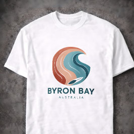 Byron Bay Australië Retro Wave Logo T-Shirt Vintag