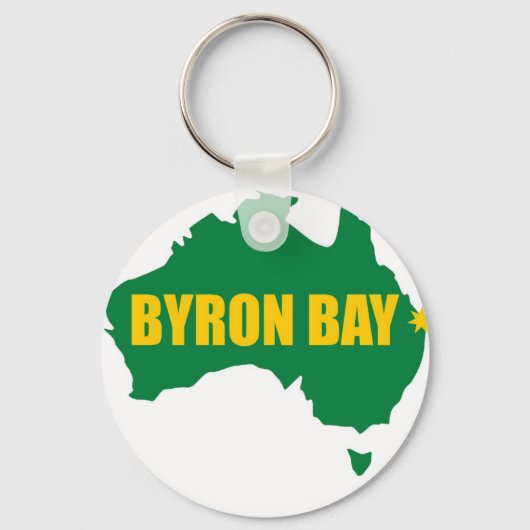 Byron Bay Green en Gold Map Sleutelhanger (Voorkant)