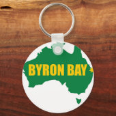 Byron Bay Green en Gold Map Sleutelhanger (Voorkant)