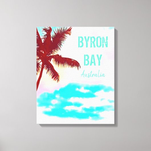 Byron Bay hipster palm Australië reisdruk Canvas Afdruk (Voorkant)