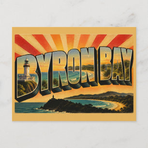 Byron Bay NSW Australië Vintage Reis Kunst Briefkaart
