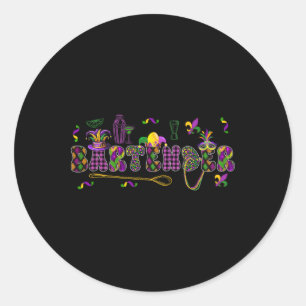 Byrtender Mardi Gras Symbols Gemaskerde Jester Pet Ronde Sticker