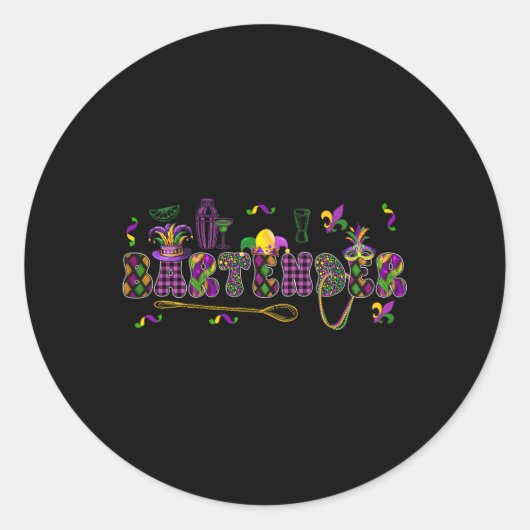 Byrtender Mardi Gras Symbols Gemaskerde Jester Pet Ronde Sticker (Voorkant)