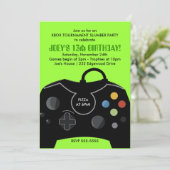 BYS Birthday Video Game Station Uitnodiging (Staand voorkant)