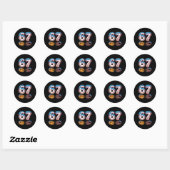 Bysebyll 67 - Ijsdruppel 67 Meme Grappige Speler Ronde Sticker (Vel)